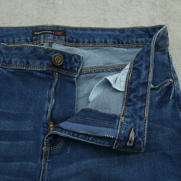 YMI Jeans Women's Size 14 Blue High-Rise Skinny Denim 29" Inseam Distressed - Picture 2 of 16